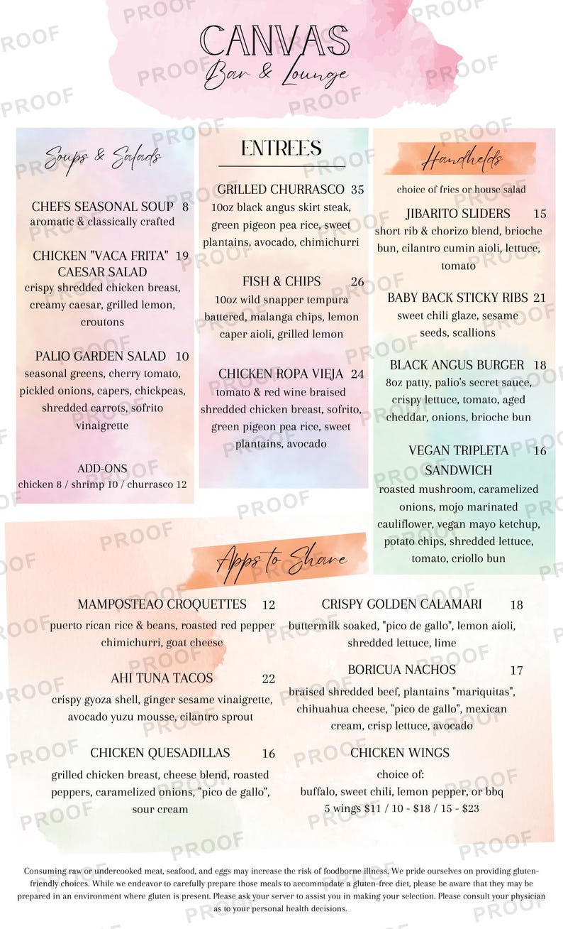 Canva Template for Pastel Color Restaurant Menu. Dinner, and Bar. 8.5 X ...