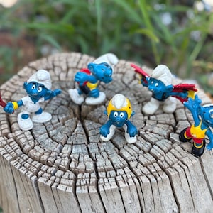 Vintage Set of Five Smurf Toy Figurines (1970s-1980s)