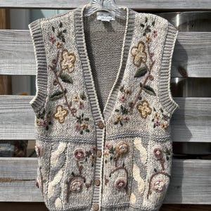 Embroidered Flower Knit Vest - Etsy