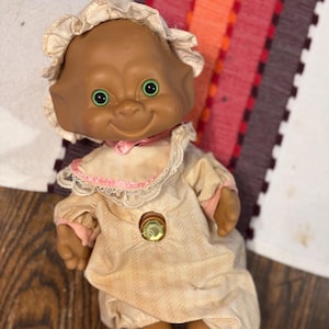 Bambola Troll Vintage Ace Novelty Treasure: capelli gialli, occhi verdi
