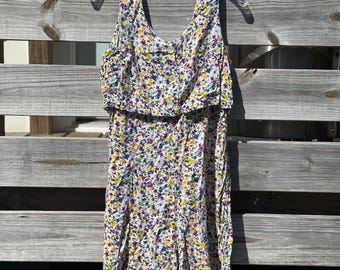 Tutina vintage anni '90 Basic Editions con stampa floreale, taglia L