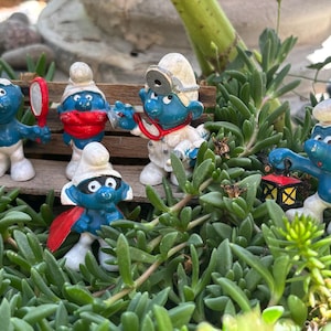 Vintage Set of Five Smurf Toy Figurines (1960s-1980s)