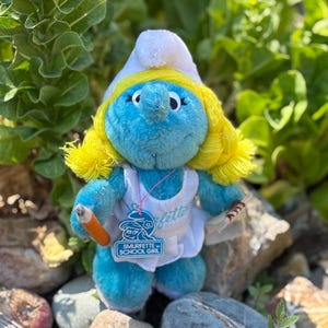 Peluche de Pitufina colegiala vintage (1983)