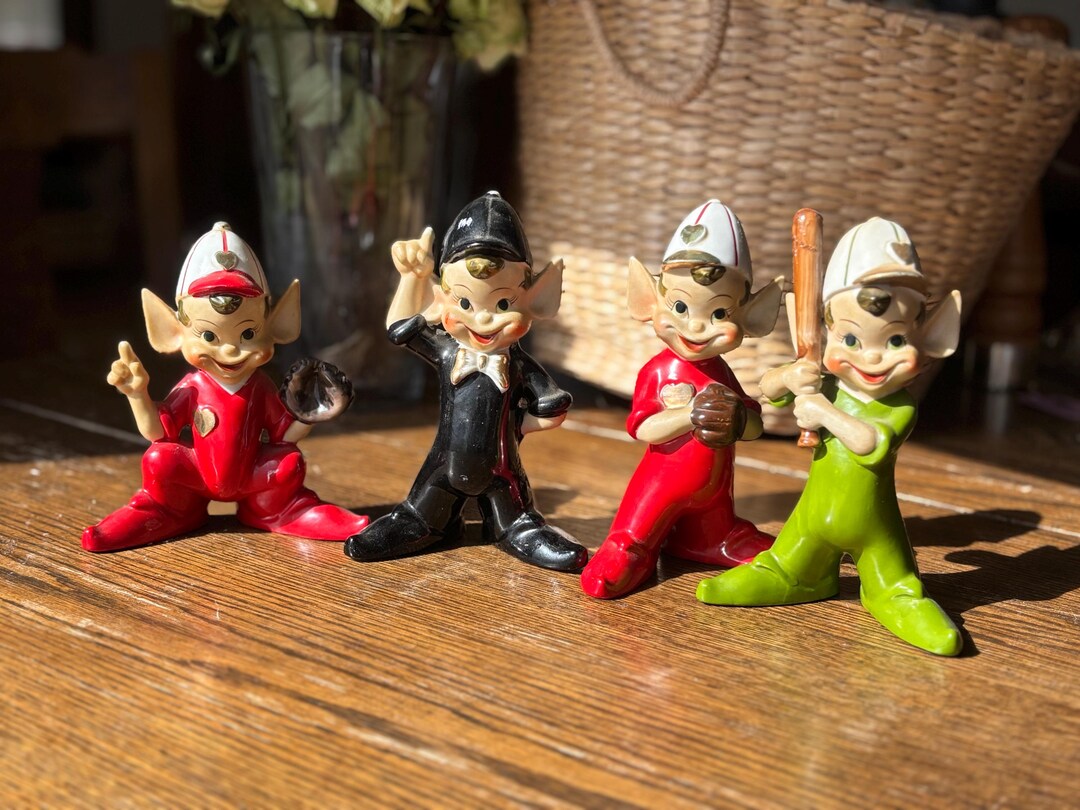 Vintage Set of Four Victoria Ceramics Baseball Elves - Etsy
