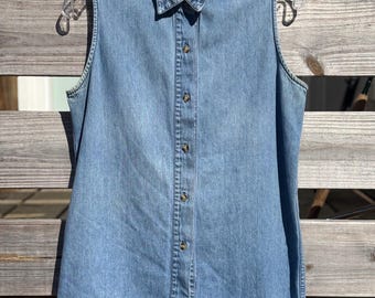 VIntage Mom Core Sleeves Denim Button Up Top Size Small