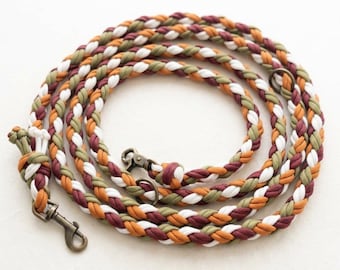 Laisse pour chien en paracorde tressée faite main | Couleurs personnalisées | Tresse 4 brins | Ronde | 150/200/250 cm | Longueur ajustable | Laisse mains libres | Corde