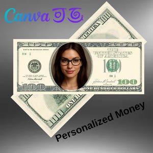 Custom 100 Dollar Bill with Your Face – Personalized Funny Money, Editable Play Money for Parties, Gag Gift, Instant Download