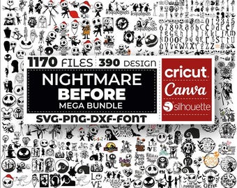 Nightmare Before Christmas Bundle png, Jack Skellington, Jack and Sally png, Mega Jack Skellington Svg, Skull Svg, Cricut, Instant Download