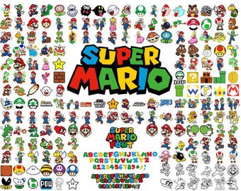 Super Mario PNG Bundle for Cricut and Sublimation, Mario Cut Files, Mario Clipart, Super Mario Font, Mario SVG Inactive