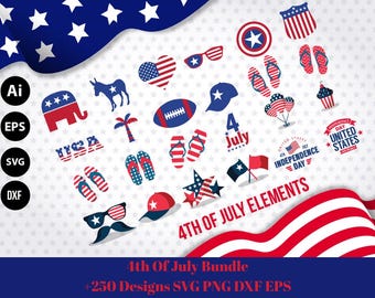 250+ 4th of July Mega Bundle, Independence Day SVG, 250+ Designs,America svg,USA Flag svg,Cut Files Cricut,Silhouette