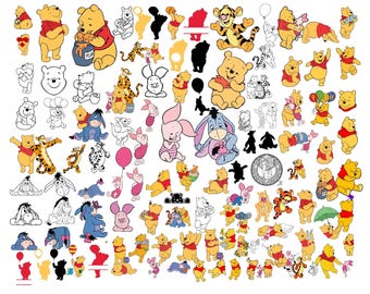 Classic Winnie the Pooh Woodland baby Clipart, Cute image, wild flowers, transparent clipart download, sublimation print watercolor graphic