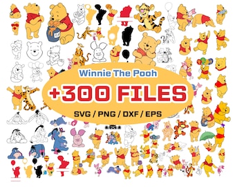Winnie the Pooh Png Bundle, Tigger Svg, Eeyore Svg Files, Piglet Svg Clipart Digital Download