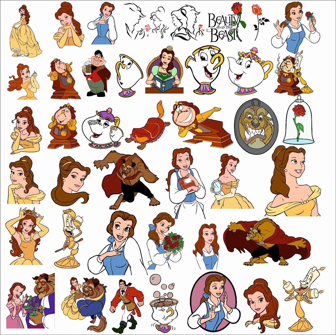 Beauty and Beast SVG, Belle PNG Clipart Bundle, Beauty and the Beast ...