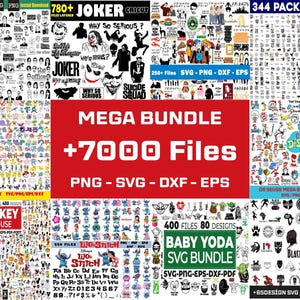 7,000+ Mega SVG Bundle - T-shirt Designs, SVG Files for Cricut, Silhouette Cut Files, Clipart, SVG for Shirts,Cricut Compatible
