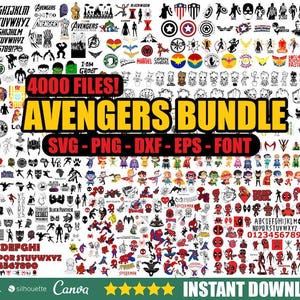 Superhero Mega Bundle Svg, Captain America, Iron Man, Hulk, Thor, Spider Man, Avengers Team, PNG For Cricut, Silhouette, Digital Download