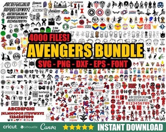 Paquete de superhéroes SVG: Capitán América, Iron Man, Hulk, Thor, Spider-Man, Vengadores, PNG para Cricut, silueta, descarga digital
