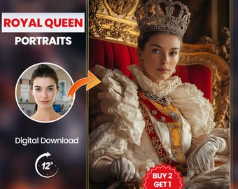 Custom Queen Portrait, Personalized Custom Royal Queen Portrait from Photo, Unique Birthday Gifts for Her | Valentines Gift
