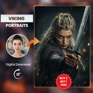Custom Warrior Portrait | Unique Warrior Women Art | Personalized Women Portraits, Fantasy Artwork for Her