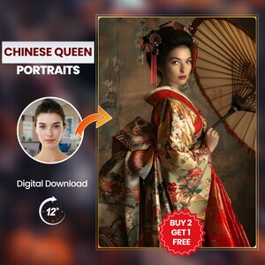 Chinese Portrait | Custom Queen Portrait of Chinese Women | Unique Art for Home Decor & Gift Idea