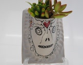 mexican wall planter, skeleton garden planter, skeleton mask