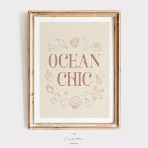 Ocean Chic, Muscheln Wandkunst, Altrosa Mädchen Strand Dekor, Elegante Muscheln Kinderzimmer Dekoration, Boho Ocean Zitat, DIGITAL DOWNLOAD