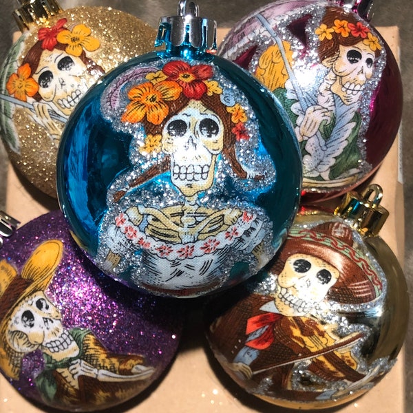 Day Of The Dead inspired Christmas ornaments