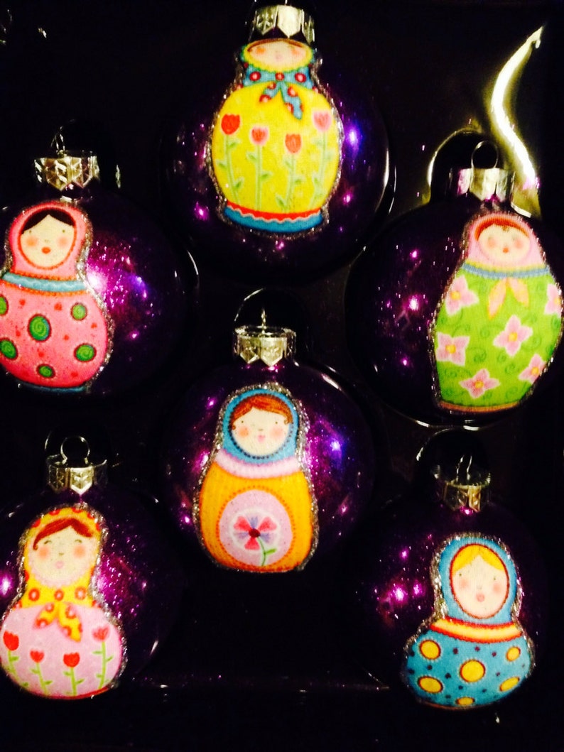 Russian nesting dolls Glass Ornaments Etsy