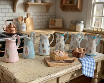 Dollhouse Peter rabbit french pitcher. 1:12 Perfumery dollhouse miniature. Miniature perfumery bath complements for dollhouses & shops.