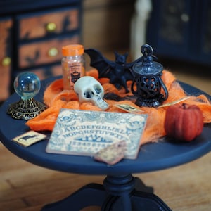 OOAK Miniature Haunted dollhouse hallowen witch kitchen magic table. Dollhouse gothic 1,12 th furniture, Halloween creepy Dolls miniature.