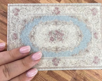 LOW COST miniature abusson rug. Miniature 1:12 french Carpet aubusson. Dollhouse elegant rug  medium 13X9cm (5,1x3,5inch )