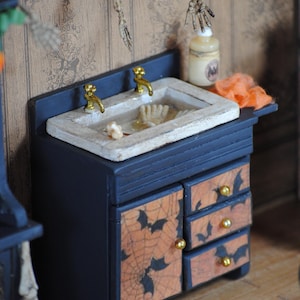 OOAK Miniature Haunted dollhouse hallowen Kitchen Sink. Dollhouse gothic 1,12 th  furniture, Halloween creepy dollhouse  miniature ghostly.