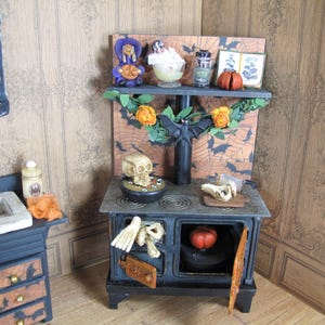 OOAK Miniature Haunted dollhouse Kitchen stove. Dollhouse gothic 1,12 th  furniture, Halloween creepy dollhouse  magic stove witch kitchen.