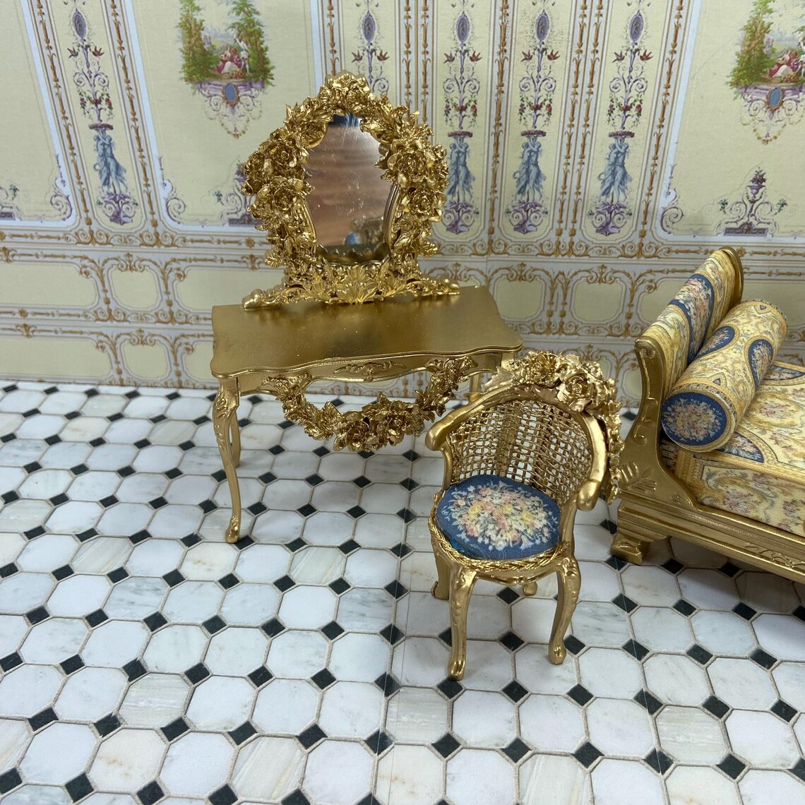 Miniature Dollhouse Bedroom Furniture. the Hand Painted. Furniture of ...