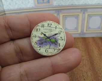 NEW**Dollhouse Lavender french wall clock. 1:12 lavander clock. Miniature perfumery bath complements for dollhouses & shops.