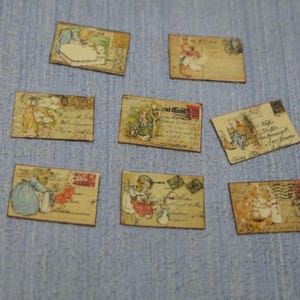 Miniature  collection of  Beatrix potter Peter Rabbit’s Postcards 1:12 Scale Or 1/6 Scale Dollhouse Miniature playscale Dollhouse Miniature