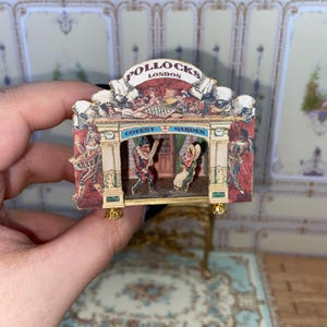 NEW** Dollhouse Miniature theatre Punch and Judy romantic scene. Vintage paper theater for doll House. 1:12 Scale Handcrafted miniature.