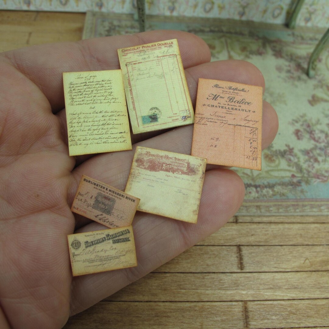 Miniature Lady Antique Letter Set. Vintage 1:12 Scale Paper Ephemera ...