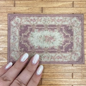 LOW COST miniature Abusson rug. Miniature 1:12 French Aubusson rug. Elegant dollhouse rug in various sizes. Blue Shabby chic carpet. Rococo.