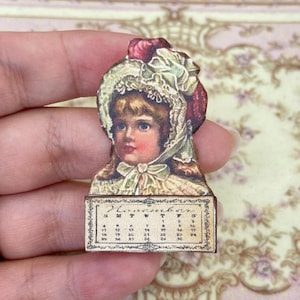 Miniature vintage victorian calendar dollhouse. Miniature decor items for dollhouse collectors. 1:12 Dollhouse Miniature collection calendar