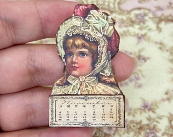 Miniature vintage victorian calendar dollhouse. Miniature decor items for dollhouse collectors. 1:12 Dollhouse Miniature collection calendar