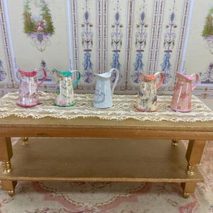 Dollhouse shabby flowers french pitcher. 1:12 Perfumery jug dollhouse miniature. Miniature perfumery bath complements for dollhouses & shops