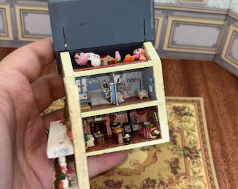 NEW*** Dollhouse Miniature Vintage doll toy house, 1:44 scale dollhouse toy, Miniature house for dolls, Tiny toy house for collectors.