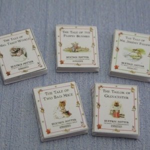 Miniature Beatrix Potter Collection set 12th book child 1:12 Dollhouse Scale Or 1/6 Scale Dollhouse Miniature playscale child book Accessory