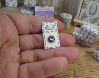 NEW**Dollhouse Lavender french card powder box. 1:12  display round cans boxes. Miniature perfumery bath complements for dollhouses & shops.