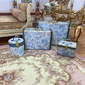 Dollhouse Miniature Journey to Versailles Collection suitcases for dollhouse 1:12 scale luggage Miniature collector Miniature Suitcases set.