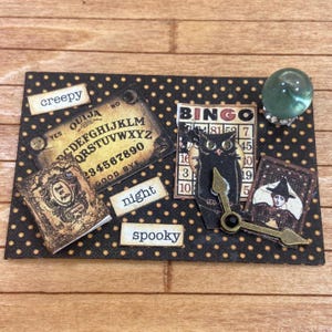 Halloween Miniature Memory Board in 1:12 Scale Dollhouse Decoration, Witch Desktop, Gothic Haunted House, Creepy Spooky Miniatures.