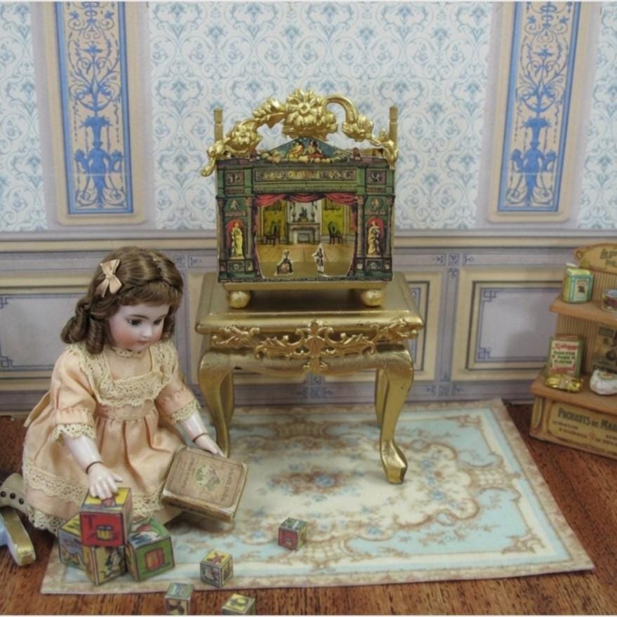 NEW* Dollhouse Miniature Puppet theater for Dollhouse toy theatre. Victorian paper theater for doll House. 1:12 Scale Handcrafted miniature.