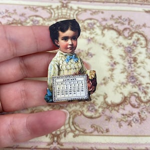 Miniature vintage victorian calendar dollhouse. Miniature decor items for dollhouse collectors. 1:12 Dollhouse Miniature collection calendar