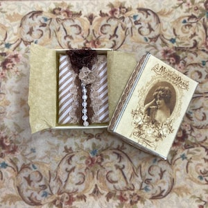 Dollhouse Miniature lady victorian blouse in its box. 1:12 Dollhouse Miniature home & doll complements items for dollhouse collectors.