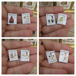 Patrones de costura para sobres antiguos en miniatura para casas de muñecas. Costura para casas de muñecas a escala 1:12. Mercería en miniatura para coleccionistas de casas de muñecas.